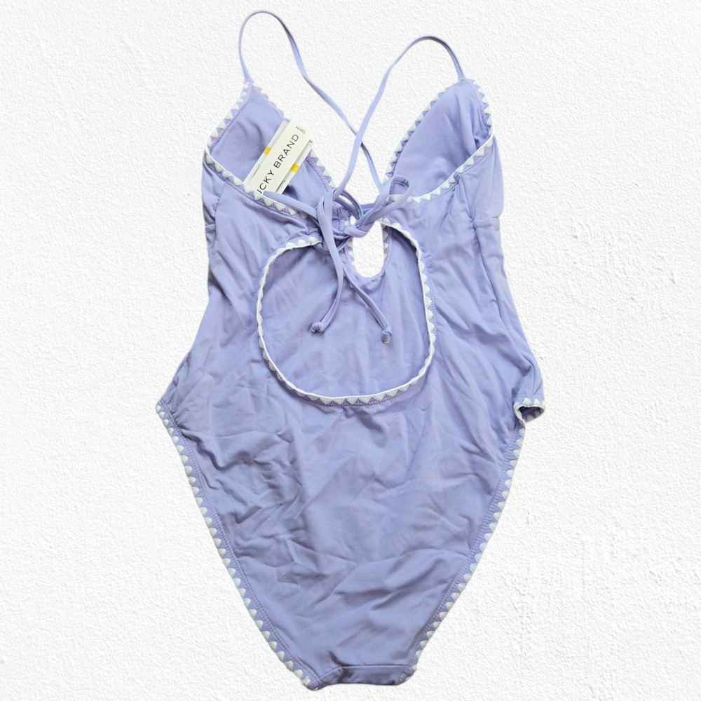 Lucky‎ Brand Lavender Purple Shell Plunge V Neck One Piece Swimsuit Size Medium - Picture 12 of 12